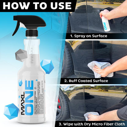 MAXLONE Car Spray with Triphene Technology, Quick Spray & Wipe All Purpose Waterless Detailer - Clean, Shine, Protect Paint, Glass
