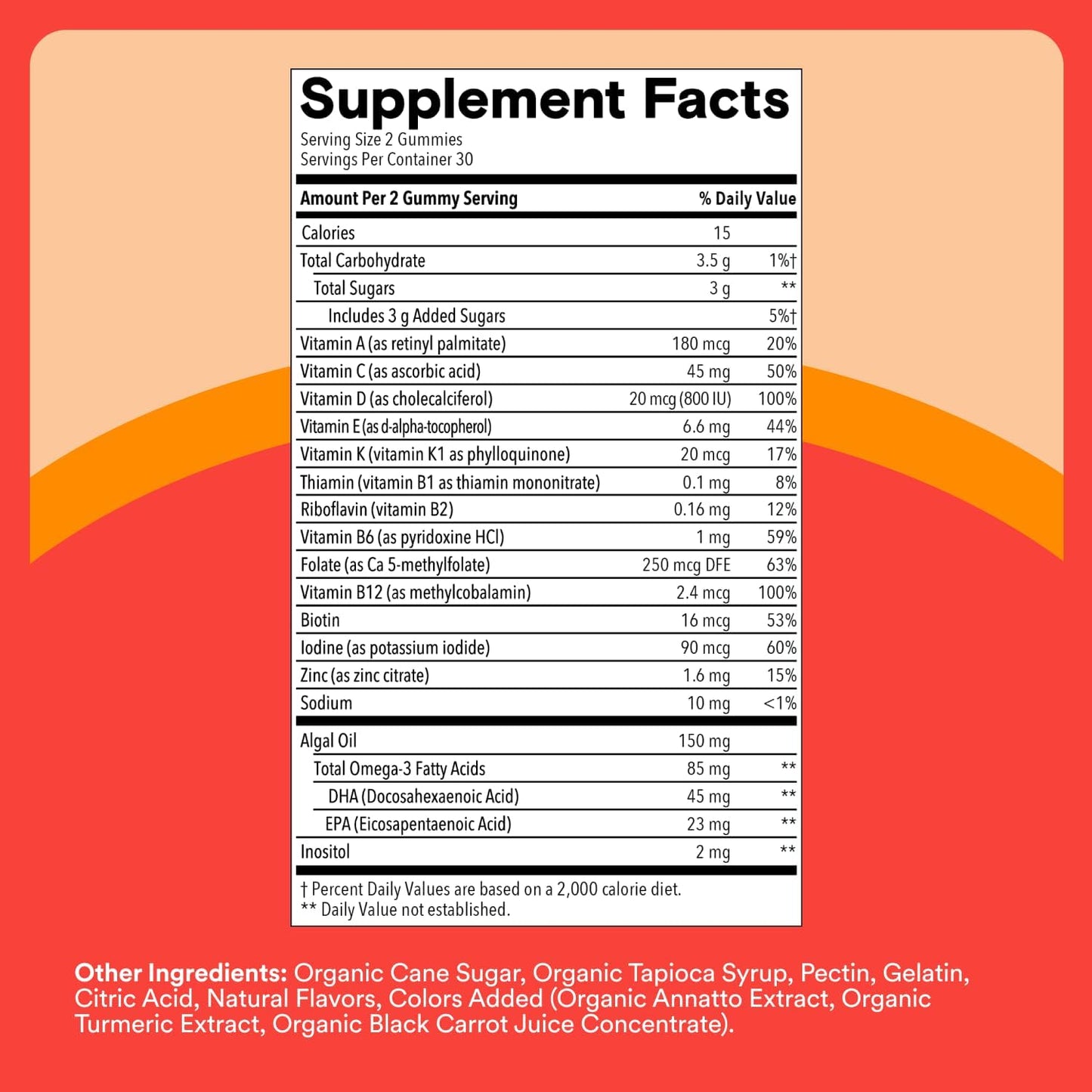 SmartyPants Kids Multivitamin Gummies with Omega 3 DHA/EPA, Vitamins D3, C, B12, B6, A, K, and Zinc, Gluten Free, Clean Label, Three Fruit