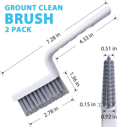 Lumkew Grout Cleaner Brush V Shape, Stiff Grout Cleaning Brushes for Tile Floor, Handheld Grout Scrub Brush Set for Shower, Bathroom