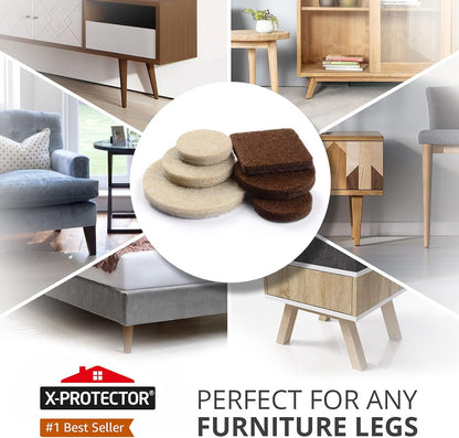 Felt Furniture Pads X-PROTECTOR 133 PCS Premium Furniture Pads - Felt Pads Furniture Feet Best Wood Floor Protectors - Protect Your Hardwood &