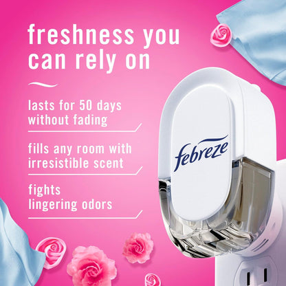 Febreze Plug-In Air Freshener, Odor-Fighting Scented Oil Starter Kit, Air Fresheners for Home and Bathroom and Kitchen, Long Lasting for Strong