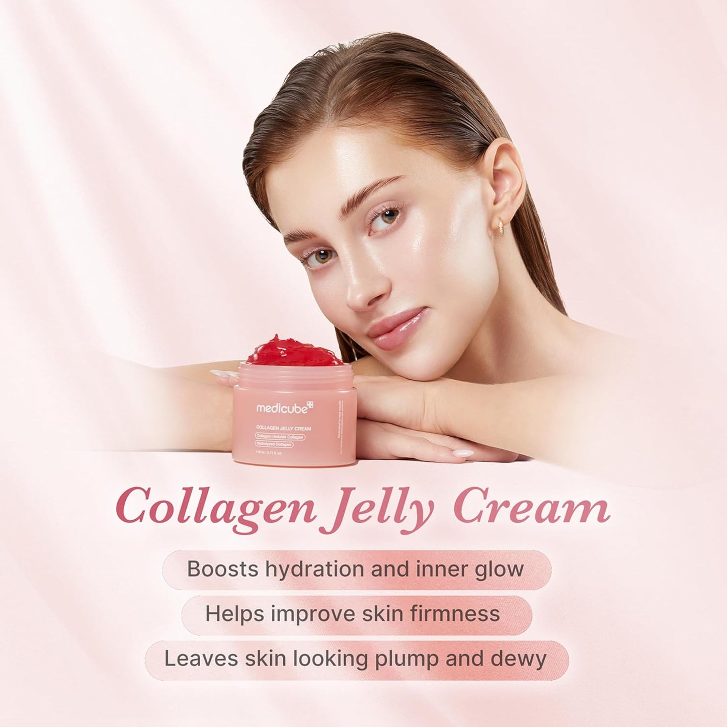 medicube Jelly Cream with Collagen, Niacinamide, Freeze-Dried Hydrolyzed Collagen for Skin Barrier Hydration & 24H Glow, Plumper, Firmer looking