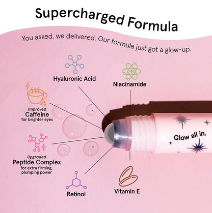 grace & stella Under Eye Brightener Roller - Airplane Travel Essentials - Travel Size Toiletries - Retinol & Caffeine Eye Serum for