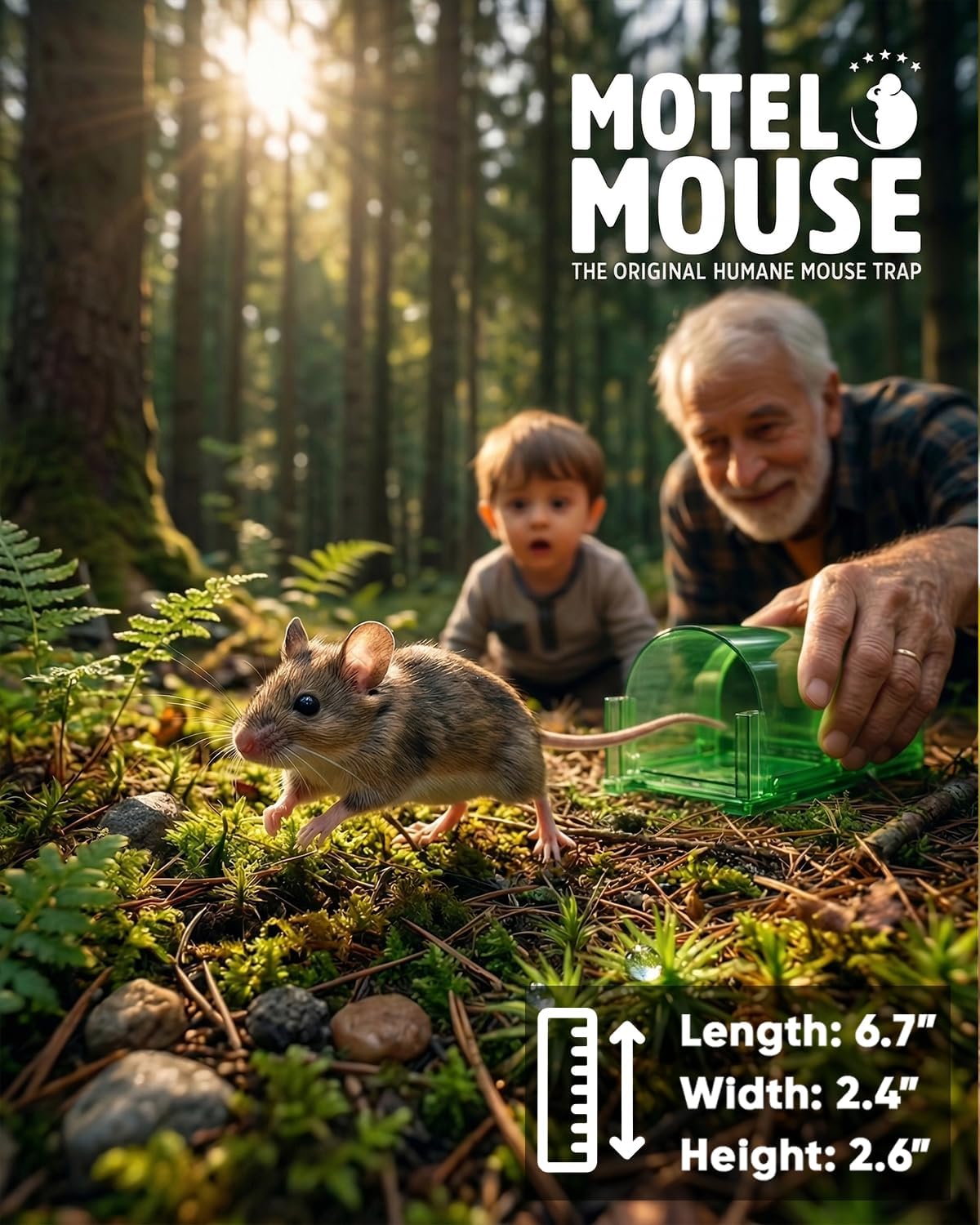 Motel Mouse Humane Mouse Traps No Kill Live Catch and Release 4 Pack - Reusable, Easy to Use & Clean, No Touch