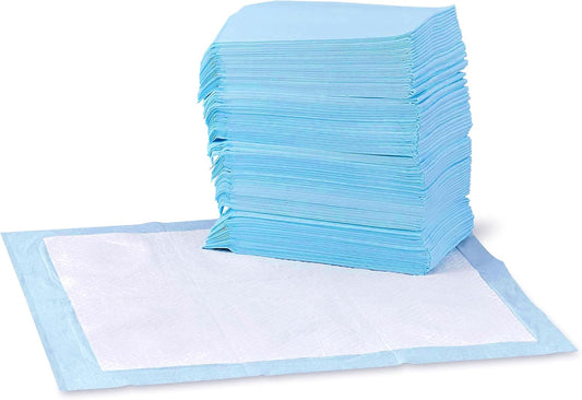 Amazon Basics Leak-Proof Dog and Puppy Potty Training Pee Pads with Quick-Dry 5-Layer Super Absorbent Design, Regular Size 22 x 22 inch, Blue &
