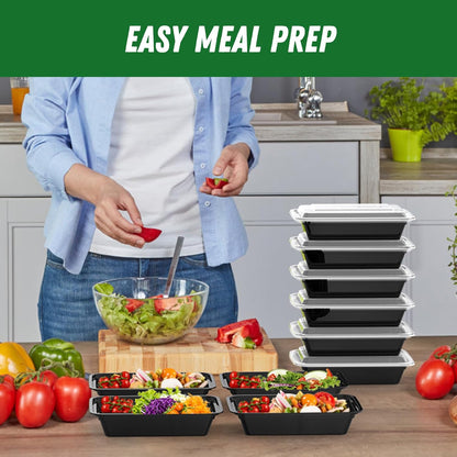 50 Pack (100-Piece) 32 oz Meal Prep Containers Reusable with Easy Open Lids, Sturdy Leakproof Food Safe, Microwave Freezer Dishwasher