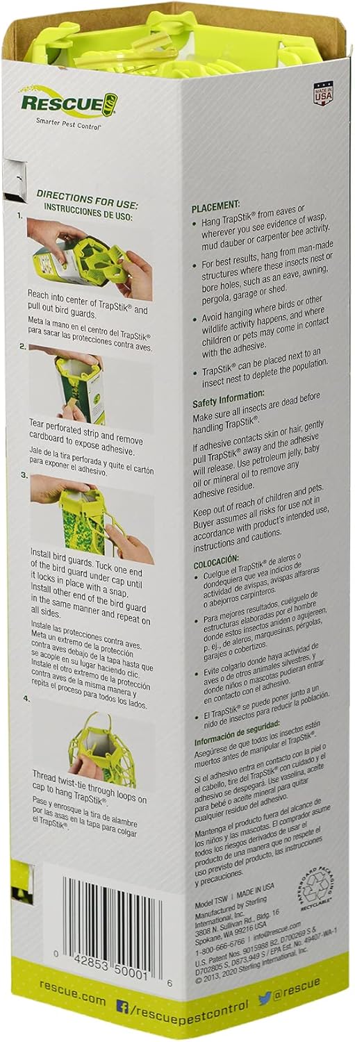 RESCUE! VisiLure TrapStik for Wasps, Mud Daubers, Carpenter Bees 2 Pack
