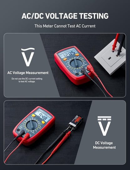 AstroAI Digital Multimeter Tester 2000 Counts with DC AC Voltmeter and Ohm Volt Amp Meter; Measures Voltage, Current