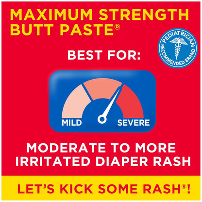 Boudreauxs Butt Paste Max Strength Diaper Rash Cream for Baby, Ointment With Zinc Oxide, 4 oz Tube