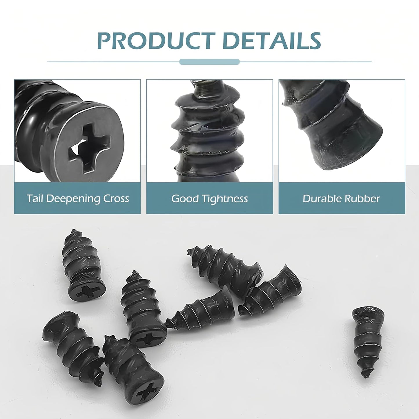 60 PCS Tire Repair Rubber Nail, Vacuum Tire Repair Kits Spiral Rubber Screws, Fast Self-Service Tool for Car, Truck