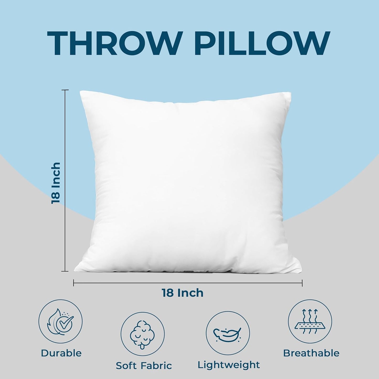 Utopia Bedding Throw Pillows (Set of 4, White) 18 x 18 Inches Down Alternative Pillows for Bed