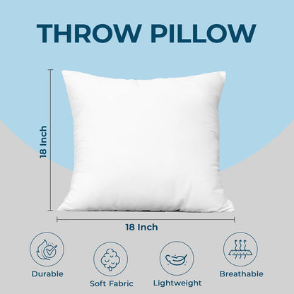 Utopia Bedding Throw Pillows (Set of 4, White) 18 x 18 Inches Down Alternative Pillows for Bed