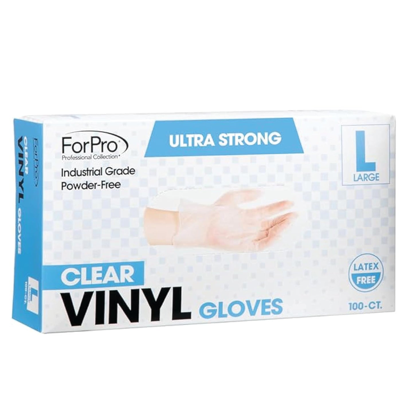 ForPro Disposable Vinyl Gloves, Clear, Industrial Grade, Powder-Free, Latex-Free, Non-Sterile, Food Safe, 2.75 Mil. Palm, 3.9 Mil. Fingers