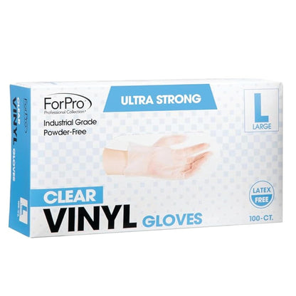 ForPro Disposable Vinyl Gloves, Clear, Industrial Grade, Powder-Free, Latex-Free, Non-Sterile, Food Safe, 2.75 Mil. Palm, 3.9 Mil. Fingers
