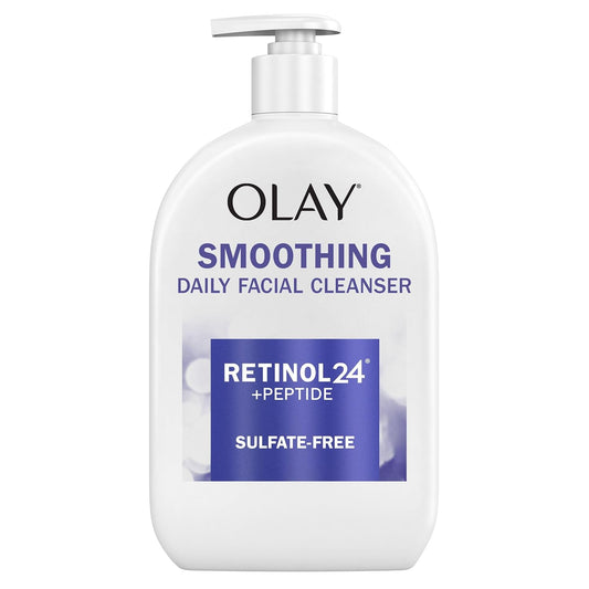 Olay Face Wash, Daily Facial Cleanser with Retinol, Peptides & Glycerin - Smoothing, Noursihes Skin Surface, Hydrates while Cleansing -