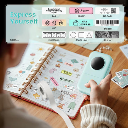 Phomemo Label Maker, D30 Portable Bluetooth Label Maker Machine with Tape, Small Mini Label Printer, Multiple Templates Fonts Icon Labeler for