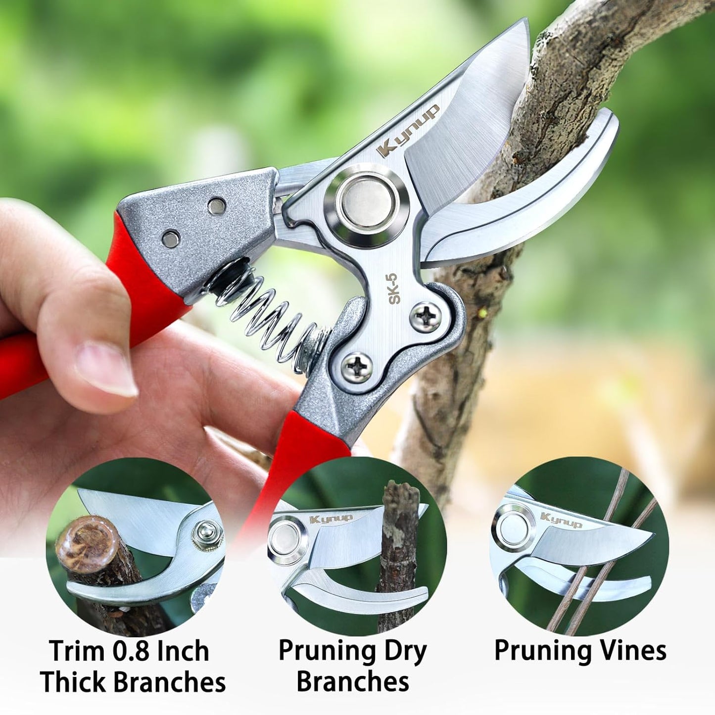Kynup 8.6" Pruning Shears for Gardening, Garden Shears, Clippers, Garden Scissors, Pruners for Gardening, Heavy Duty Gardening