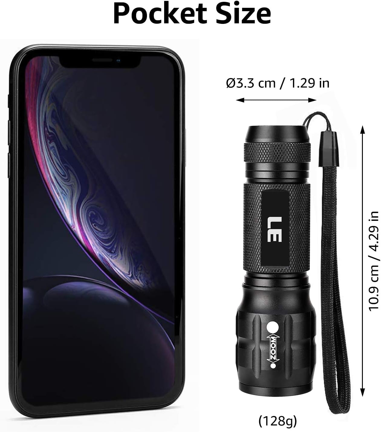 Lighting EVER LED Flashlights High Lumens, Small Flashlight, Waterproof, Adjustable Focus Flash Light for Outdoor, Emergency, AAA Batteries