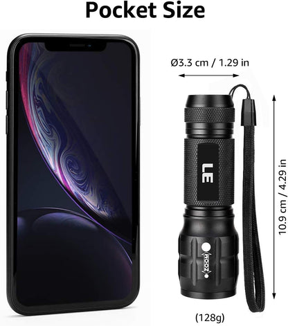 Lighting EVER LED Flashlights High Lumens, Small Flashlight, Waterproof, Adjustable Focus Flash Light for Outdoor, Emergency, AAA Batteries