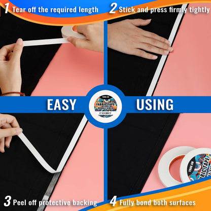 YONGJIN Double-Sided Fabric Tape (2 Rolls) - No Sewing or Ironing Required, Perfect for Quick Clothing Repairs, Fabric