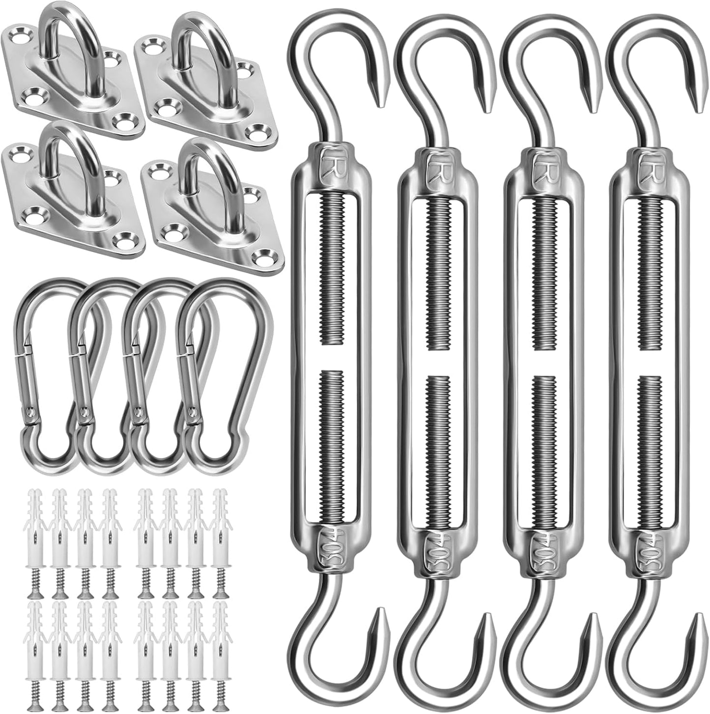 Sun Shade Sail Hardware Kit 6 Inch for Rectangle & Triangle Shade Sail