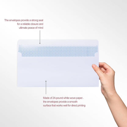 Zzrywuty Letter Size Mailing Envelopes for Business, 60pcs Self Seal Windowless Security Envelopes 4-1/8 x 9-1/2 Inch White 24LB Paper