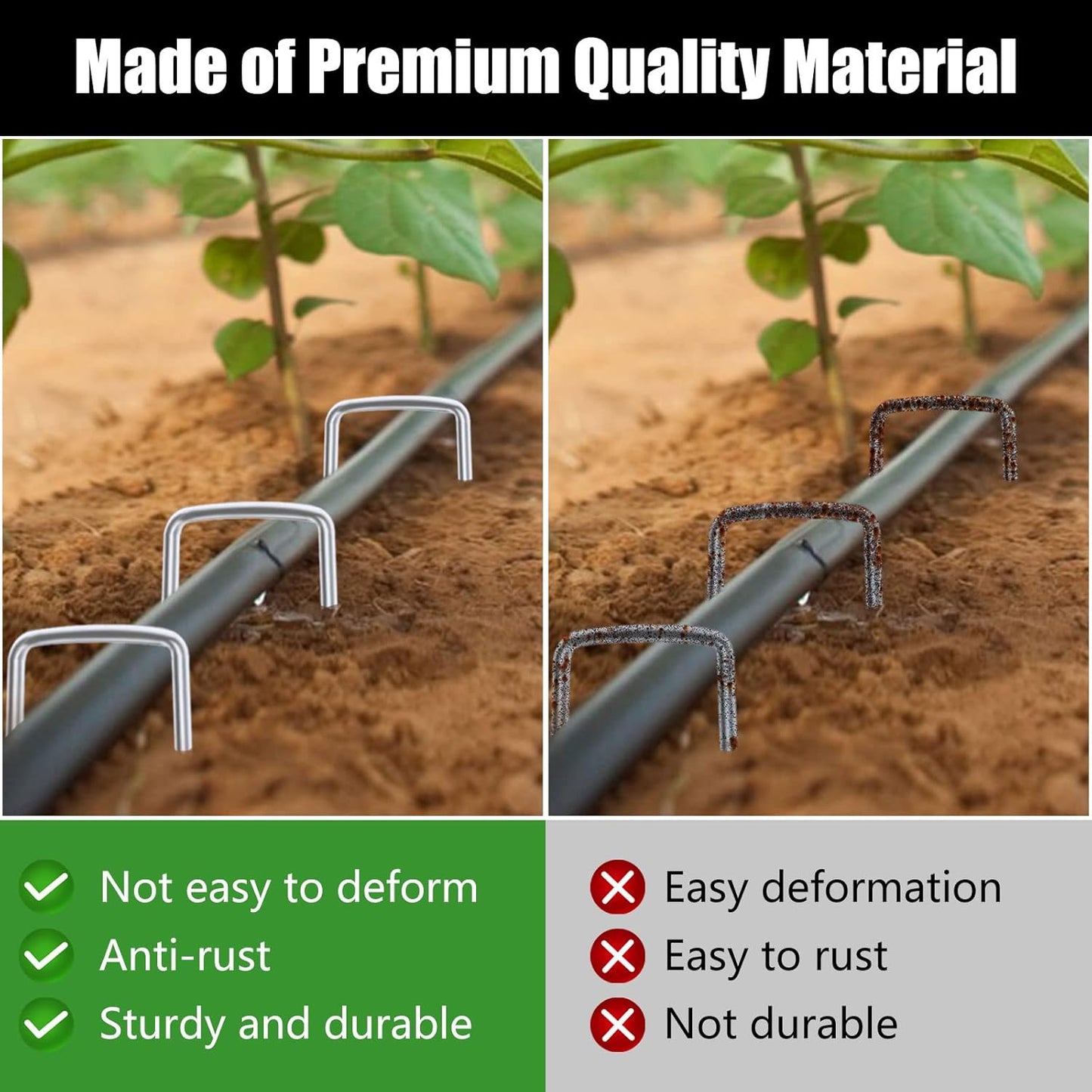 FEED GARDEN 6 Inch 50 Pack Hot-dip Galvanized Landscape Staples Plant Cover Spikes 11 Gauge Tent Stakes Garden Stakes Landscaping Fabric SOD Pins