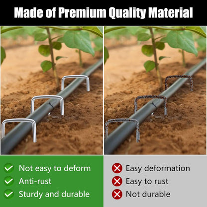 FEED GARDEN 6 Inch 50 Pack Hot-dip Galvanized Landscape Staples Plant Cover Spikes 11 Gauge Tent Stakes Garden Stakes Landscaping Fabric SOD Pins
