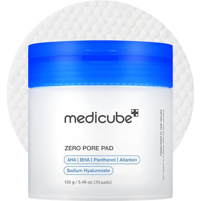 medicube Toner Pads Zero Pore Pad 2.0, Dual-Textured Facial Pad for Exfoliation and Pore Care with 4.5% AHA Lactic Acid, 0.45% BHA Salicylic