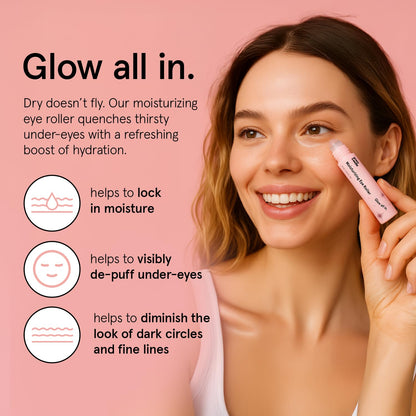grace & stella Under Eye Brightener with Rose Quartz Rollerball - Centella Asiatica & Caffeine Under Eye Serum for Dark Circles & Puffiness - Travel