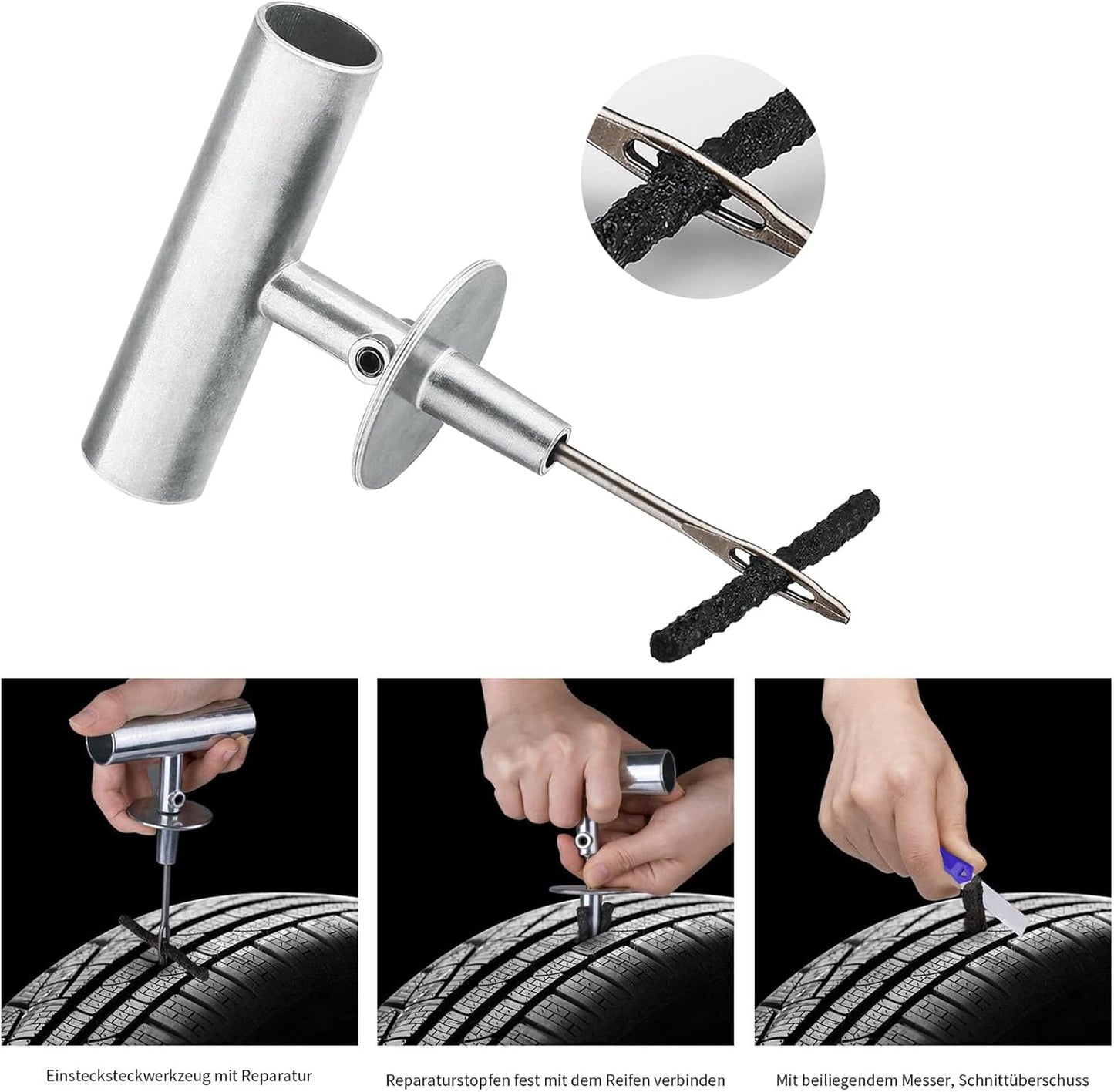 AUTOWN Tire Repair Kit - 68pcs Heavy Duty Tire Plug Kit, Universal Tire Repair Tools to Fix Punctures and Plug Flats Patch Kit for car