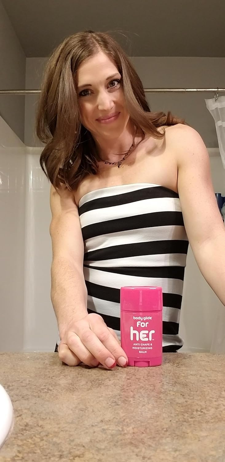 Body Glide For Her Anti Chafe Balm, Chafing stick with added emollients, Great for dry, sensitive skin and/or sensitive areas, Use on chest
