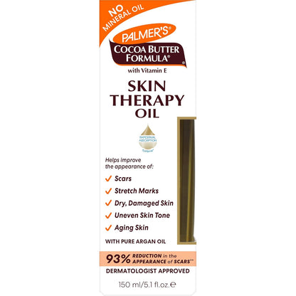 Palmer's Cocoa Butter Formula Skin Therapy Moisturizing Body Oil with Vitamin E & Pure Argan Oil, Deep Body Moisturizer for Dry, Damaged