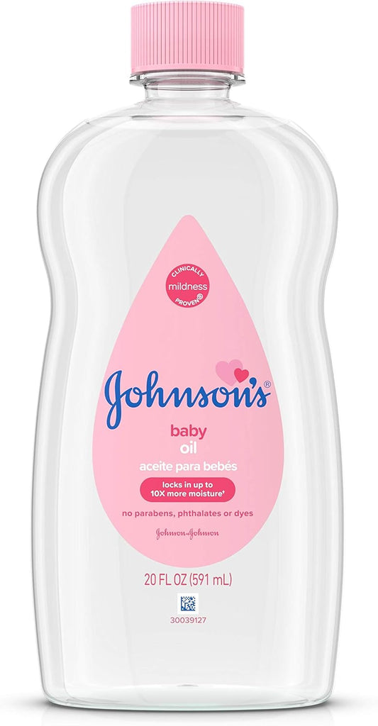 Johnson's Baby Oil, Pure Mineral Oil to help Prevent Moisture Loss for Baby, Kids & Adults, Gentle & Soothing Baby Massage Oil for Dry Skin