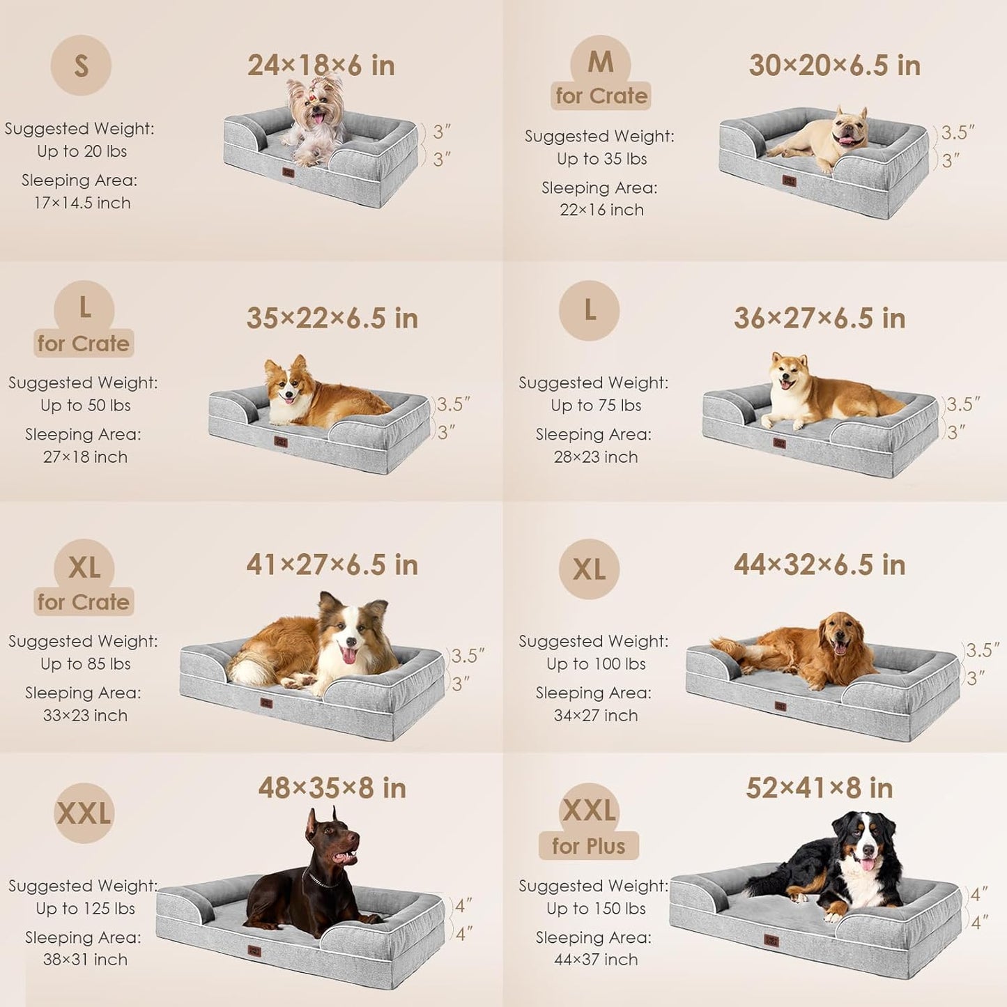 EHEYCIGA Orthopedic Dog Beds for Extra Large Dogs 44x32Inch, Waterproof Memory Foam XL Pet Bed with