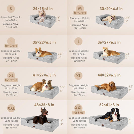 EHEYCIGA Orthopedic Dog Beds for Extra Large Dogs 44x32Inch, Waterproof Memory Foam XL Pet Bed with