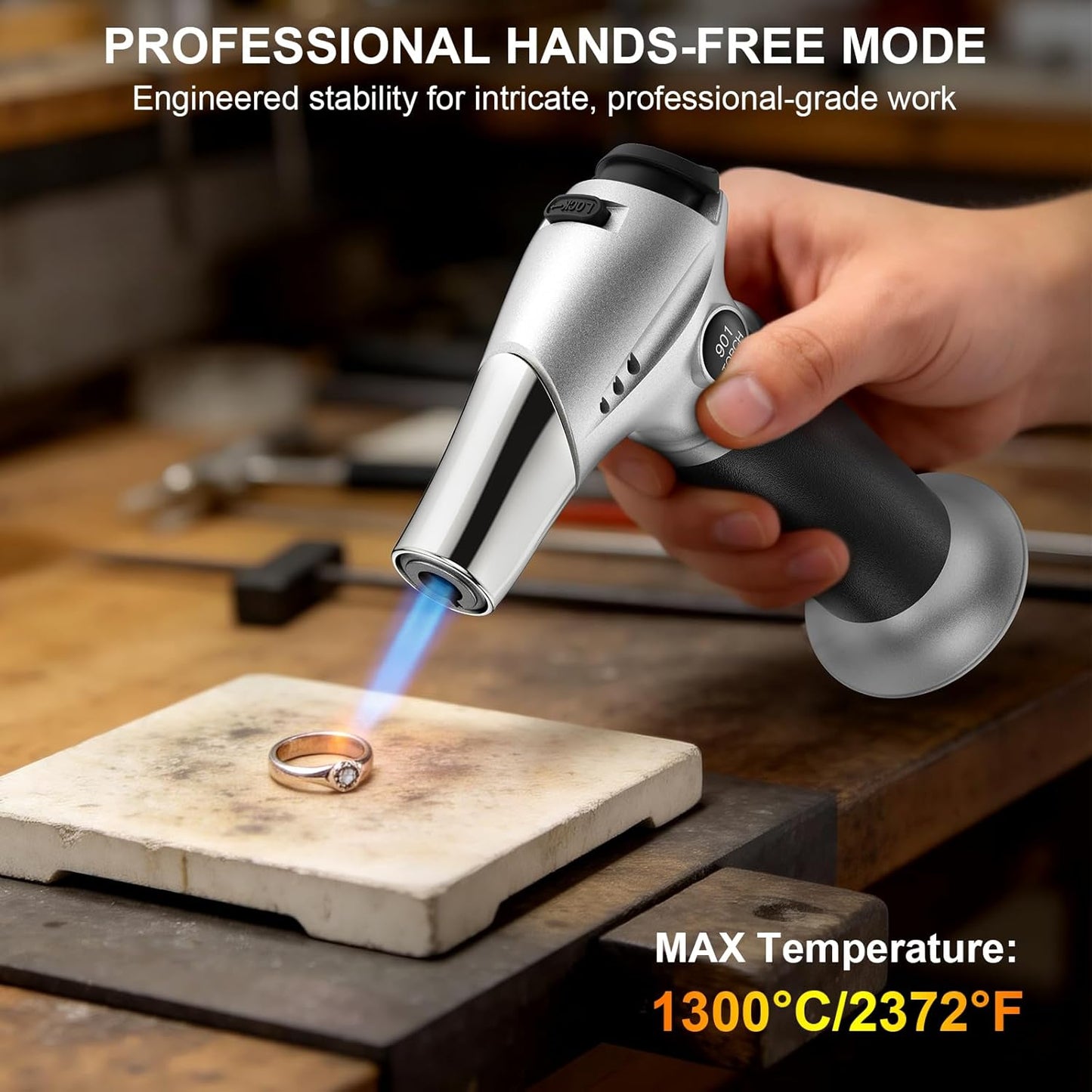 TBTEEK Butane Torch, Kitchen Torch Cooking Torch with Safety Lock & Adjustable Flame for Cooking, BBQ, Baking, Brulee