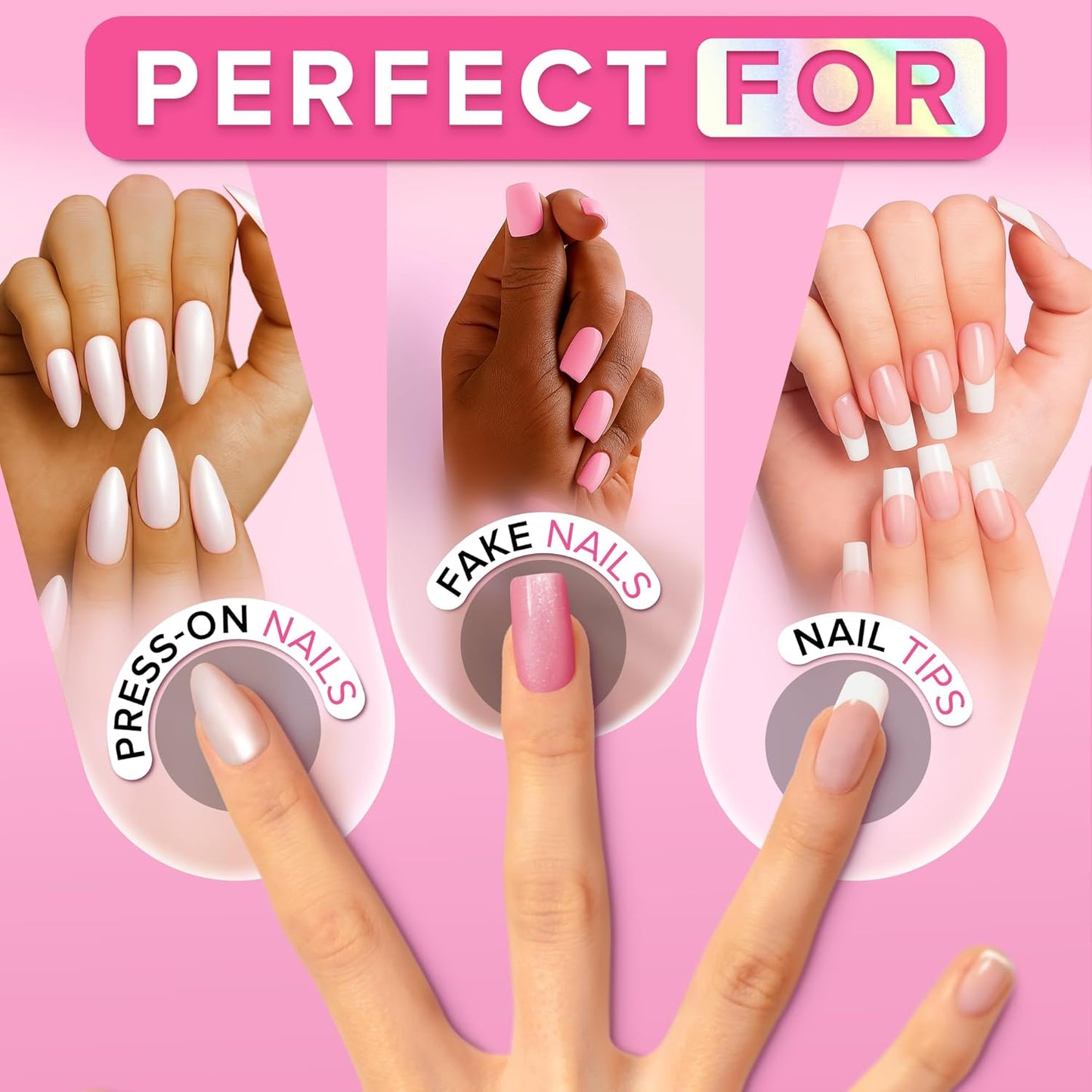 Super Strong Nail Glue for Press On Nails, Nail Tips & Acrylic Nails (8ml) NYK1 NailBond Brush On Glue for Press Ons, Tips & Acrylics - Long