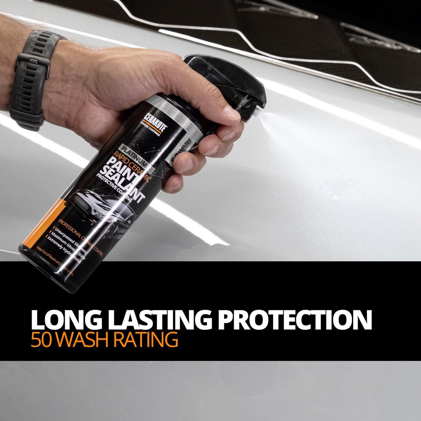 CERAKOTE Platinum Rapid Ceramic Paint Sealant Spray - 14 oz. - 50 Wash Rating - Maximum Gloss & Shine Extremely Hydrophobic Unmatched Slickness -