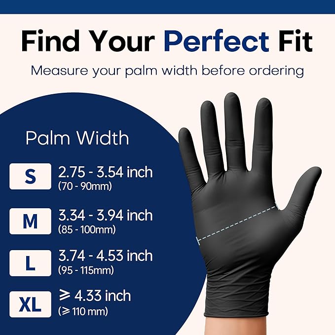 Supmedic Medical Soft Max Black Nitrile Disposable Gloves, 100 Pcs, Latex-Free & Powder-Free Food Safe Food Prep Exam Gloves