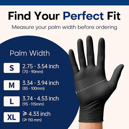 Supmedic Medical Soft Max Black Nitrile Disposable Gloves, 100 Pcs, Latex-Free & Powder-Free Food Safe Food Prep Exam Gloves