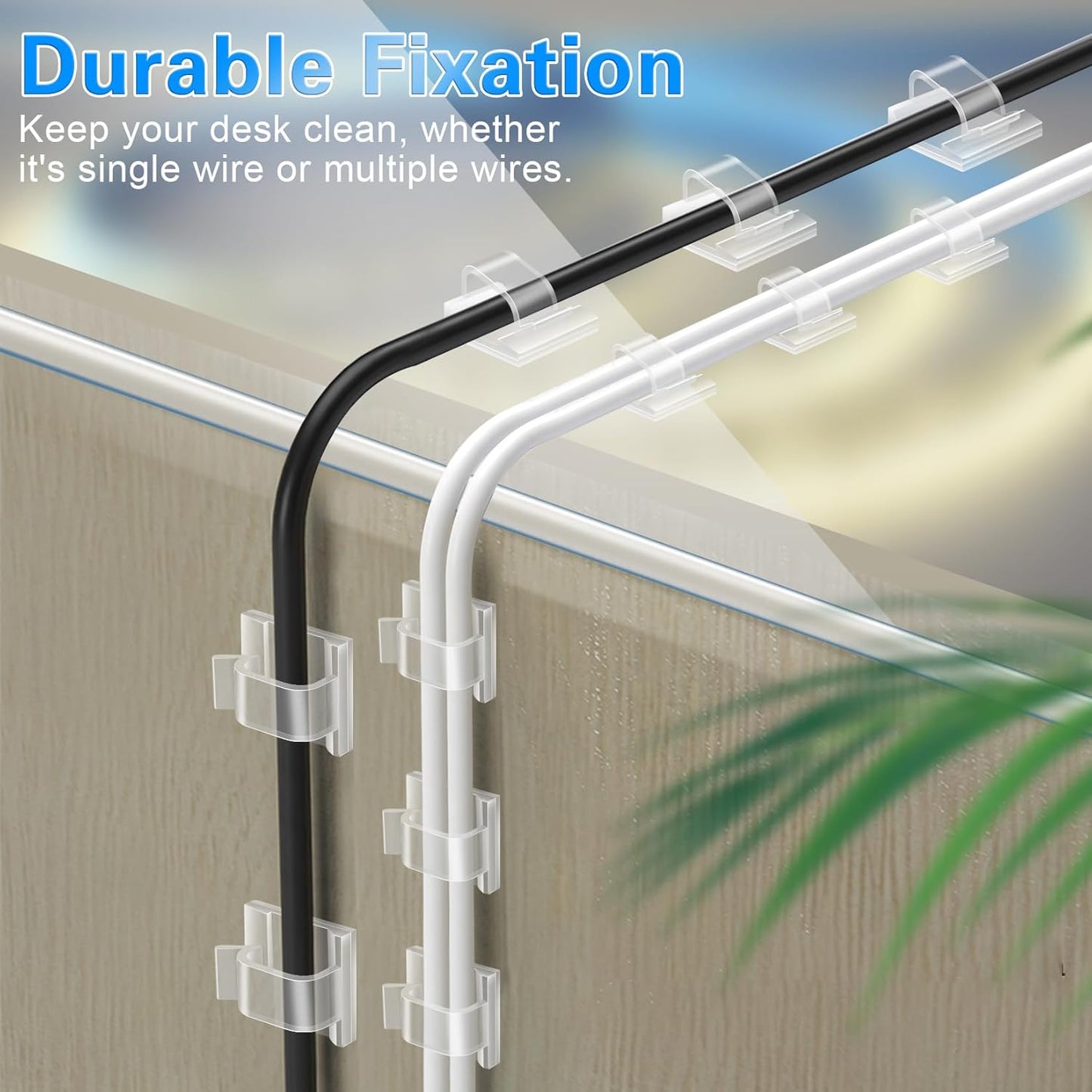 60 PCS XHF 5/8 Adhesive Cable Wire Clips Clear, Outdoor Christmas Light