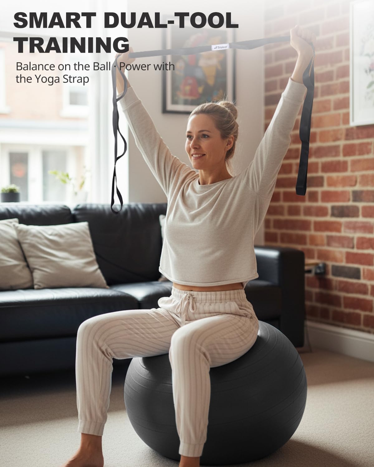 Trideer Exercise Ball for Yoga, Pilates & Fitness Stability Ball Equipment for Home Gym & Office Chair, Core & Balance Training