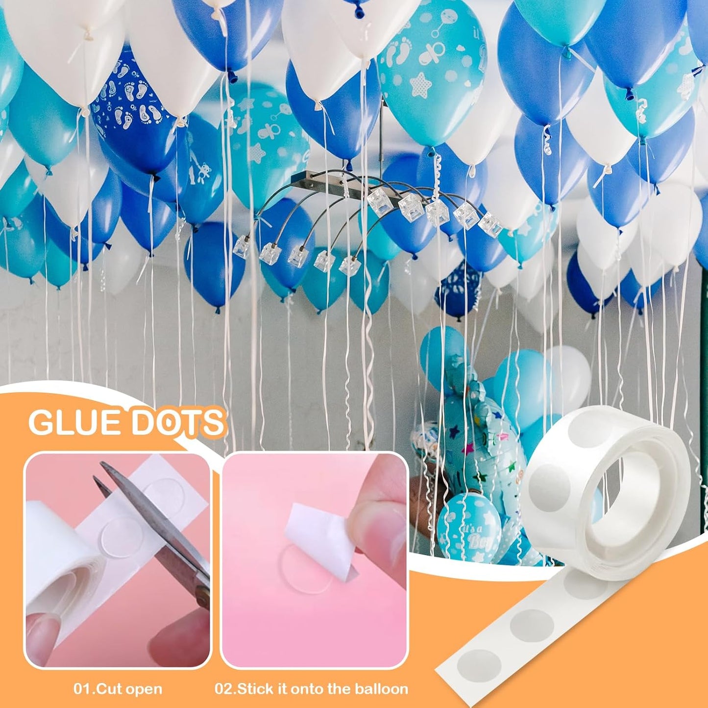 1000pcs Glue Point Clear Balloon Glue Removable Adhesive Dots Double Sided Dots of Glue Tape for Balloons Craft Glue Points Dots Sticky Dots or