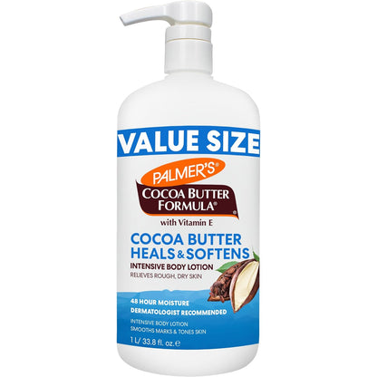 Palmer's Cocoa Butter Formula Daily Skin Therapy Body Lotion, 33.8 Oz Pump Bottle, Intensive Moisturizer for Dry and Eczema-Prone