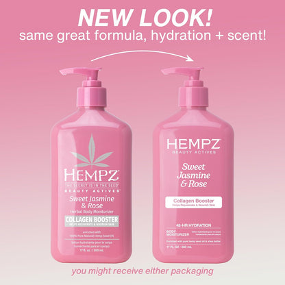 Hempz Sweet Jasmine & Rose Herbal Body Moisturizer for Women, 17 Fl. oz. - Moisturizing Lotion with 100% Pure Hemp Seed Oil