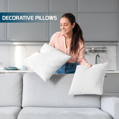 Utopia Bedding Throw Pillows (Set of 4, White) 18 x 18 Inches Down Alternative Pillows for Bed