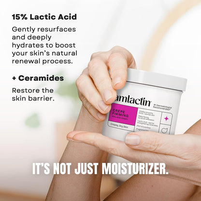 AmLactin Crepe Firming Cream - Therapeutic Skin Tightening Cream for Body No-Scrub Exfoliator and Moisturizer, Skin Care with 15% Lactic Acid