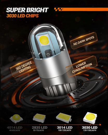 SEALIGHT 194 LED Bulb 6000K White, License Plate Light, Dome Light, T10 168 2825 W5W 3030 Bright Chips Wedge for Replacement Light