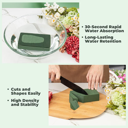 Upgraded 6 Pack Floral Flower Foam Blocks, Green Plant Foam for Flower